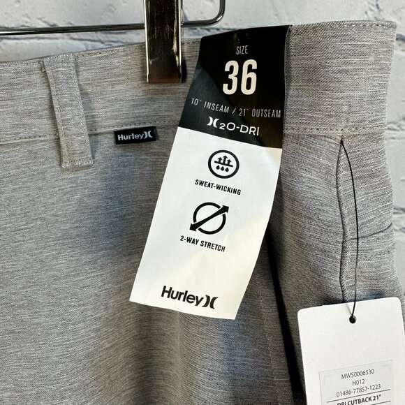 Hurley Men's H2O Dri Cutback 21" Outseam Hybrid Swim Board WalkShorts, Wolf Grey - Picture 7 of 15